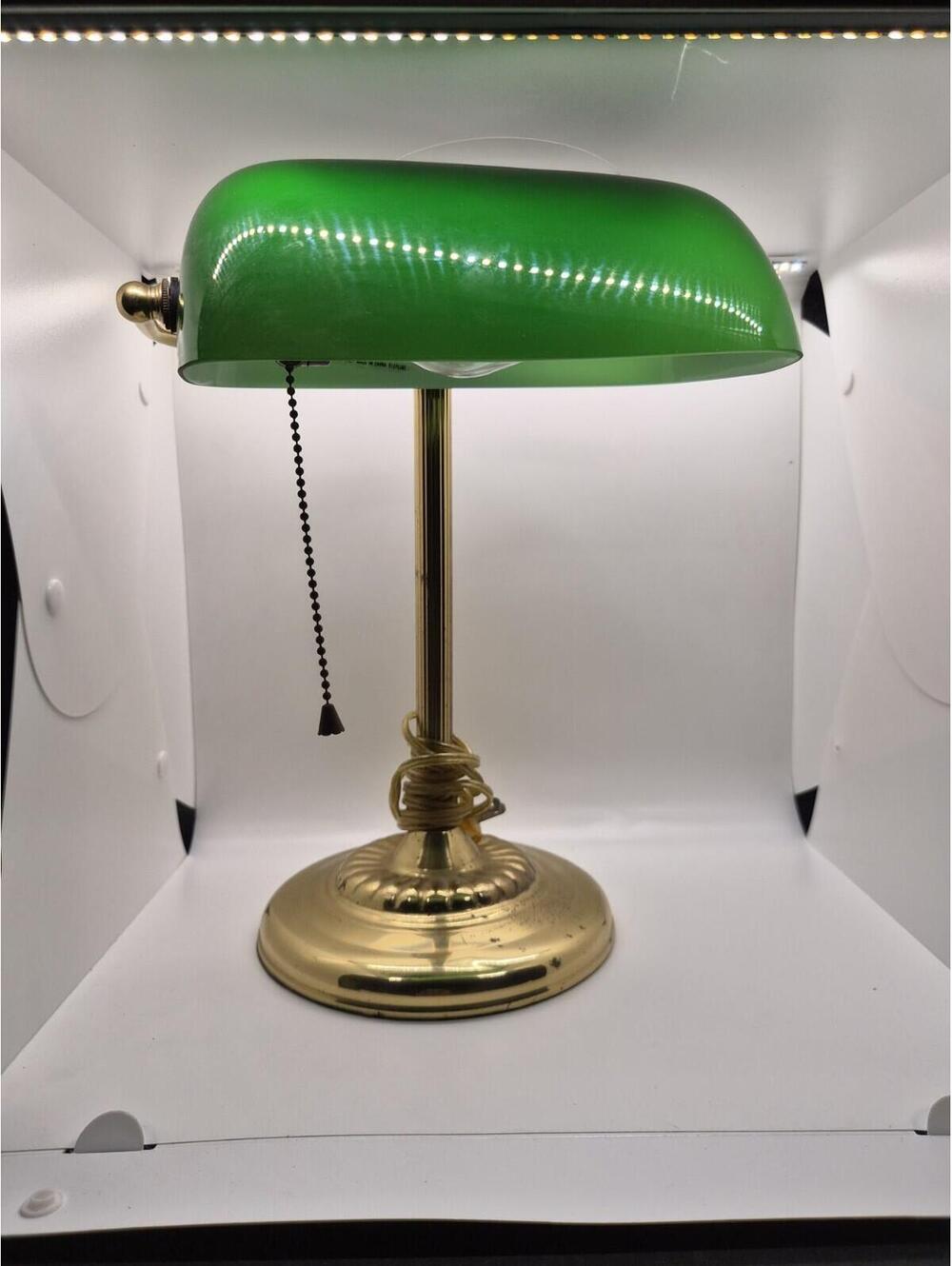 Bankers Desk Lamp Brass Green Shade Made In China